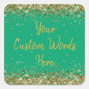 Sticker Carré Faveur de fête personnalisée Anniversaire Vert 
