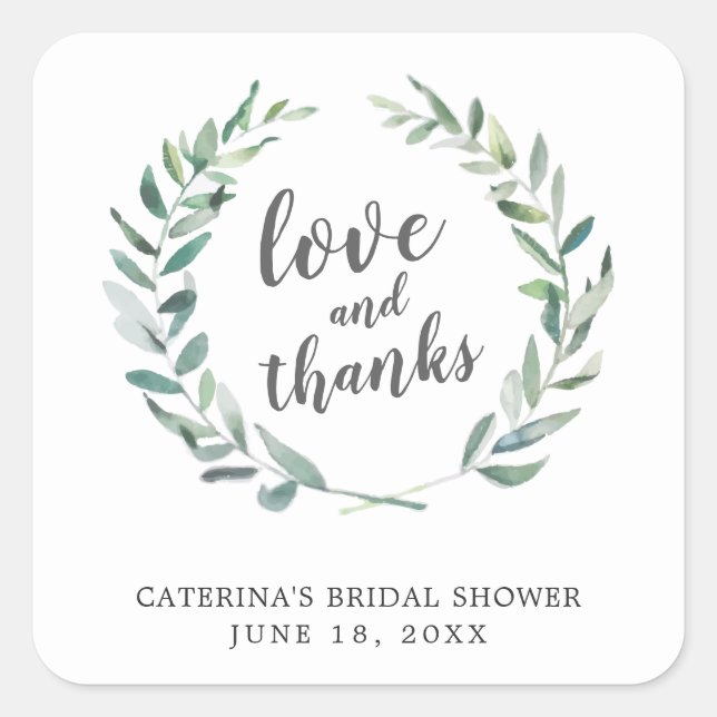 Sticker Carré Faveur de mariage avec couronne rustique 'Amour et (Devant)