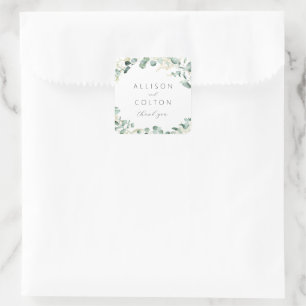 Sticker Carré Faveur de mariage bohème verdure eucalyptus rustiq