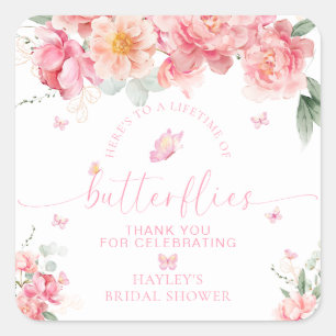 Sticker Carré Faveur de mariage papillon pivoine de Piper