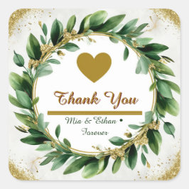 Sticker Carré 🌿 Faveur de remerciement de mariage vert de natur