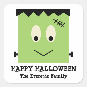 Sticker Carré Faveur heureuse mignonne verte de Frankenstein