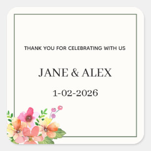 STICKER CARRÉ FAVEURS DE MARIAGE, FAVEURS DE MARIAGE PERSONNALIS