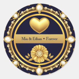 Sticker Carré 💙 Favori de remerciement de mariage bleu marine �