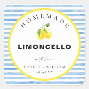 Sticker Carré Favori Limoncello à rayure aquarelle bleue