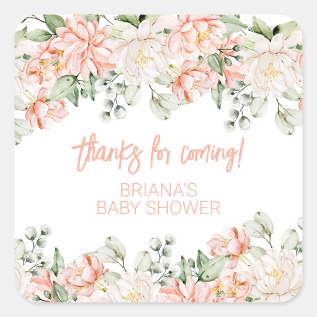 Sticker Carré Favoriser le Baby shower d'ivoire à la broche (Devant)