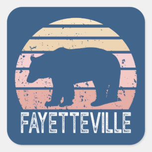 Sticker Carré Fayetteville Arkansas Ours Rétro