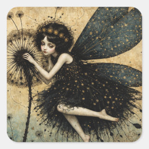 Sticker Carré Fée Dandelion foncé