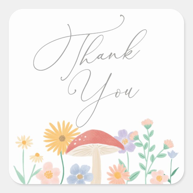 Sticker Carré Fée Floral Fille fête d'anniversaire (Devant)