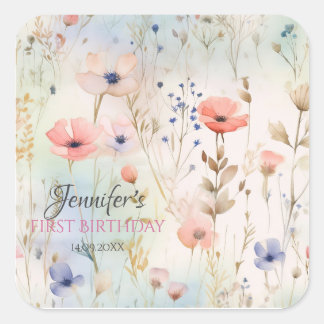 Sticker Carré Fée Floral Ticker Parfait Nature Girls