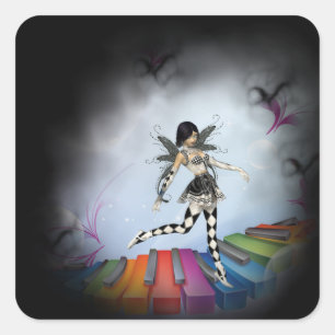 Sticker Carré Féerie clavier musical Vignette