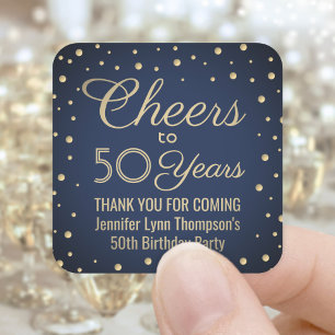 Sticker Carré Félicitations pour un anniversaire quelconque Bleu