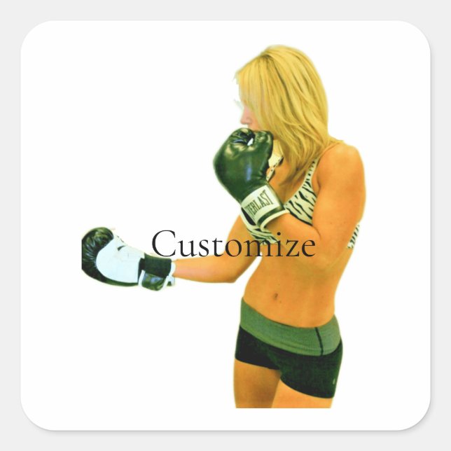 Sticker Carré Female Fitness Model boxing Thunder_Cove (Devant)