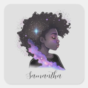 Sticker Carré Femme Afro-étincelante