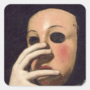 Sticker Carré Femme au Masque