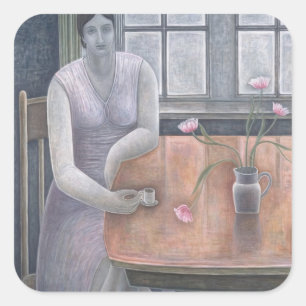 Sticker Carré Femme avec la petite tasse 2007