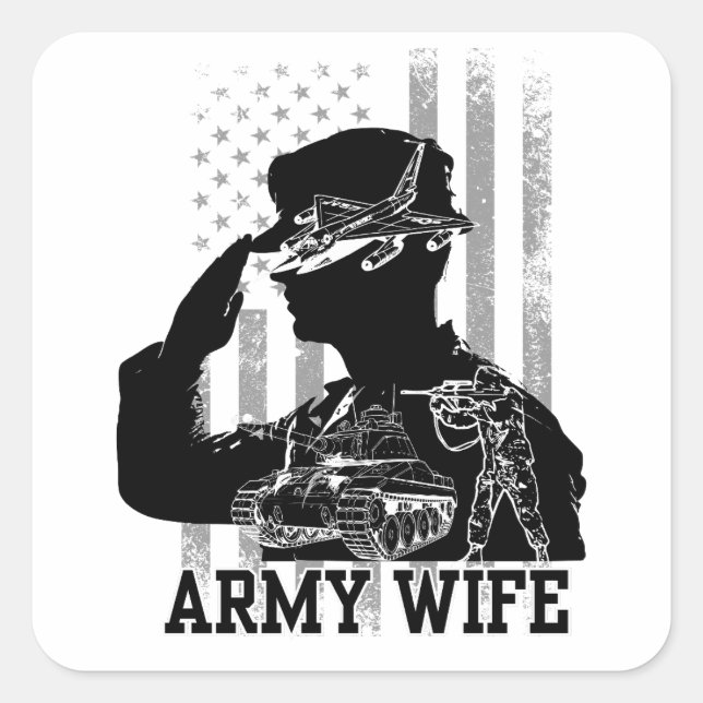 Sticker Carré Femme de l'armée (Devant)
