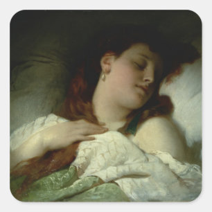 Sticker Carré Femme de sommeil
