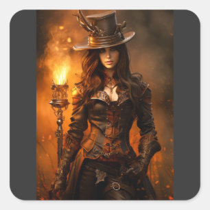 Sticker Carré Femme de Steampunk