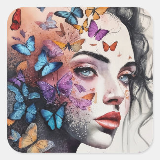 Sticker Carré Femme élégante