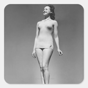 Sticker Carré Femme en maillot de bain