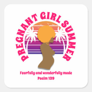 Sticker Carré FEMME ENCEINTE ÉTÉ Personnalisé Christian Maman à 