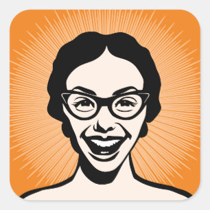 Sticker Carré Femme heureuse