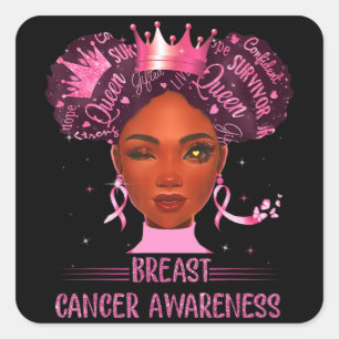 Sticker Carré Femme Noire En Octobre Nous Portons Le Cancer Du S