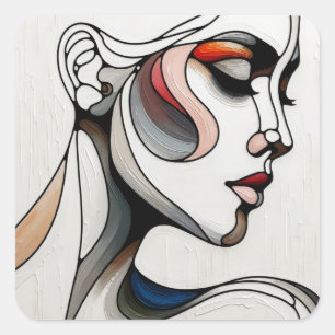 Sticker Carré Femme sur toile – Concept d'expression abstraite