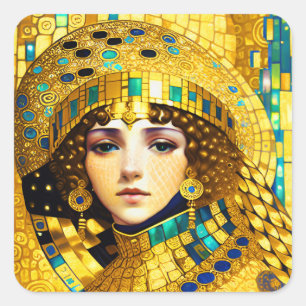 Sticker Carré Femme vêtue d'un diadème doré