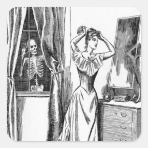 Sticker Carré Femme victorienne du monstre Skeleton Ghoul