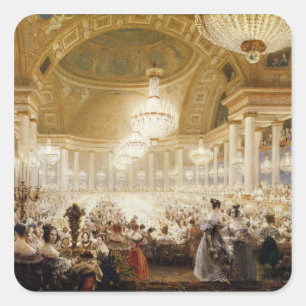 Sticker Carré Femmes dinant chez le Tuileries en 1835
