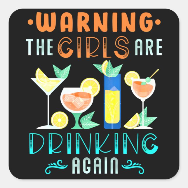 Sticker Carré Femmes Party Cocktail Alcool bières filles (Devant)
