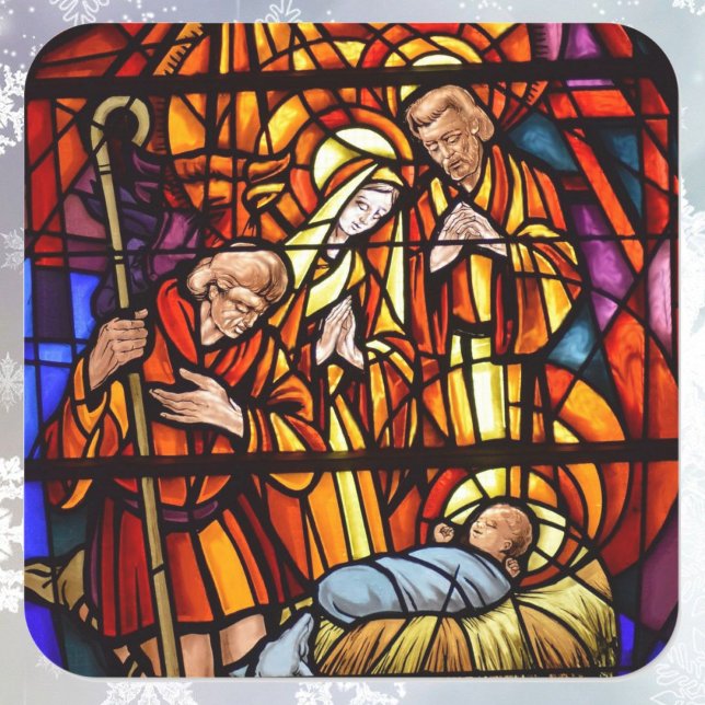 Sticker Carré Fenêtre en verre tendu Nativité Enveloppe de Noël (Créateur téléchargé)