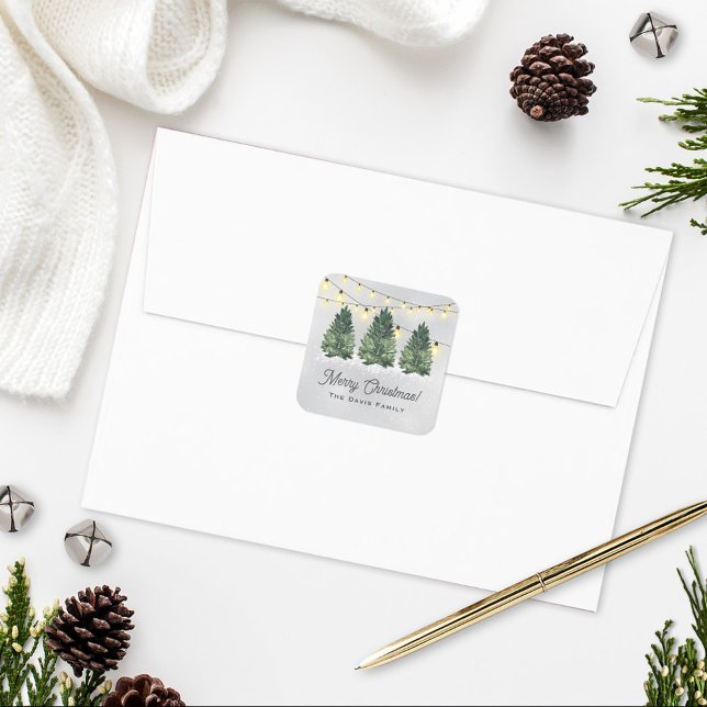Sticker Carré Ferme de Noël d'arbre de famille personnalisée Vac (Créateur téléchargé)