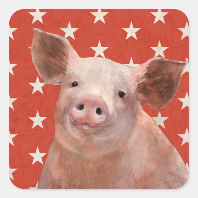 Sticker Carré Ferme patriotique - Cochon (Devant)