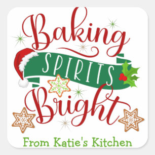 Sticker Carré Festif Baking Spirits Bright Custom Christmas