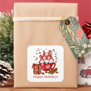 Sticker Carré Festif Joyeux Noël Fêtes gnomes