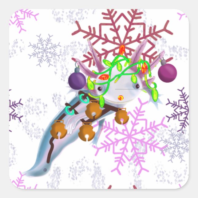 Sticker Carré Festive Axlotl (Devant)