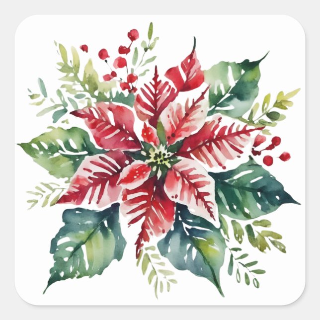 Sticker Carré Festive Green et Red Christmas Holiday (Devant)