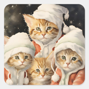 Sticker Carré Festive Kitties