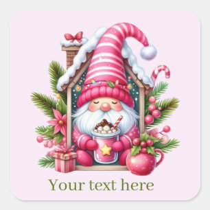 Sticker Carré Festive Noël cacao gnome ajouter du texte