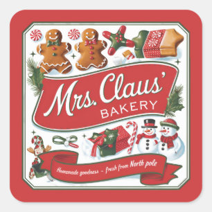 Sticker Carré Festive Noël Mme Claus boulangerie