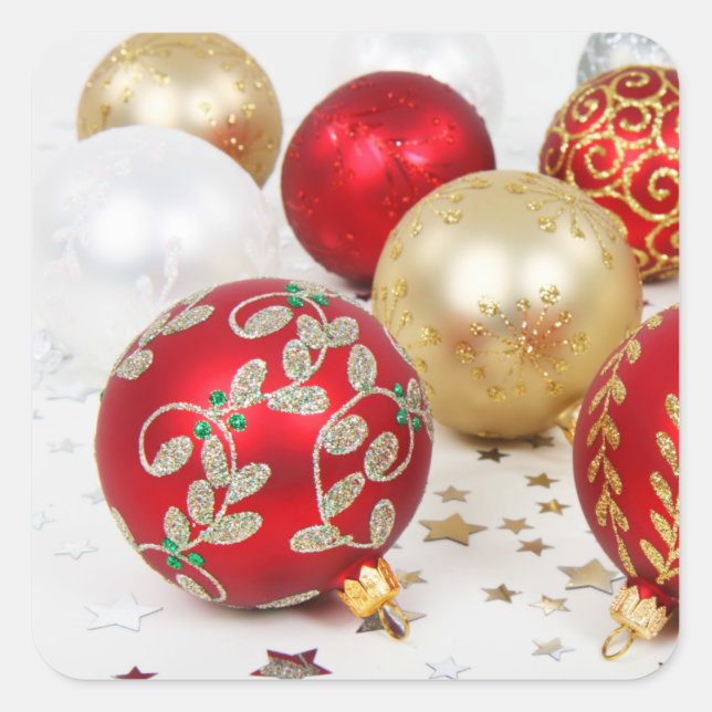 Sticker Carré Festive Noël Ornements Arrière - plan (Devant)