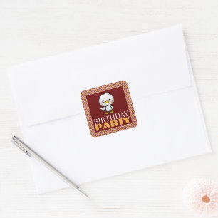 Sticker Carré Fête Animal Duck, Chevron Anniversaire