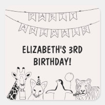 Fête Animaux Enfants Fête d'anniversaire dessinée