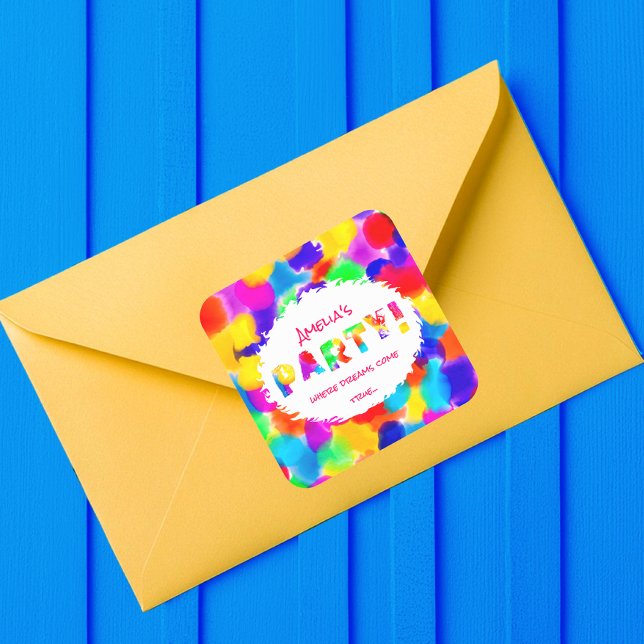 Sticker Carré Fête Arc-en-ciel personnalisée  (Créateur téléchargé)