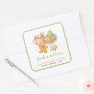 Sticker Carré Fête bébé Noël Cookies et Cacao de Noël 