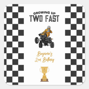 Sticker Carré Fête d'anniversaire 2 ans ATV Quad 4 roues