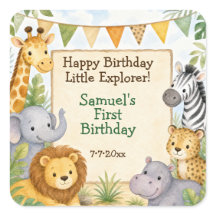 Fête d'anniversaire Animaux de Safari Aquarelle